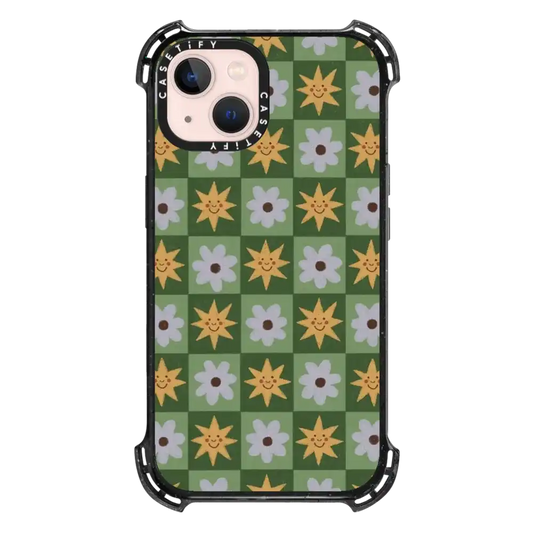 checkerboard flowers and stars